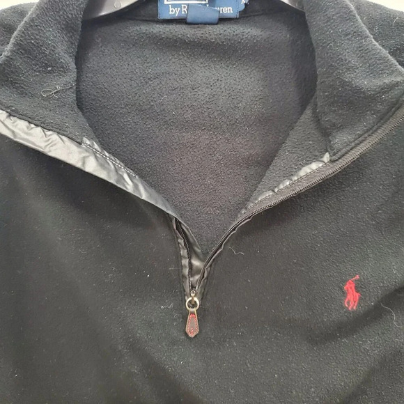 Polo by Ralph Lauren Mens Vintage Black Red Pony 1/4 Zip Neck Fleece Pullover XL - Picture 4 of 6